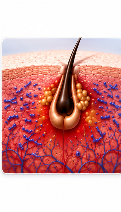Scientific skin model illustrating acne