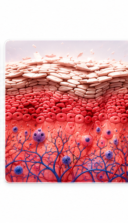 Scientific skin model illustrating psoriasis